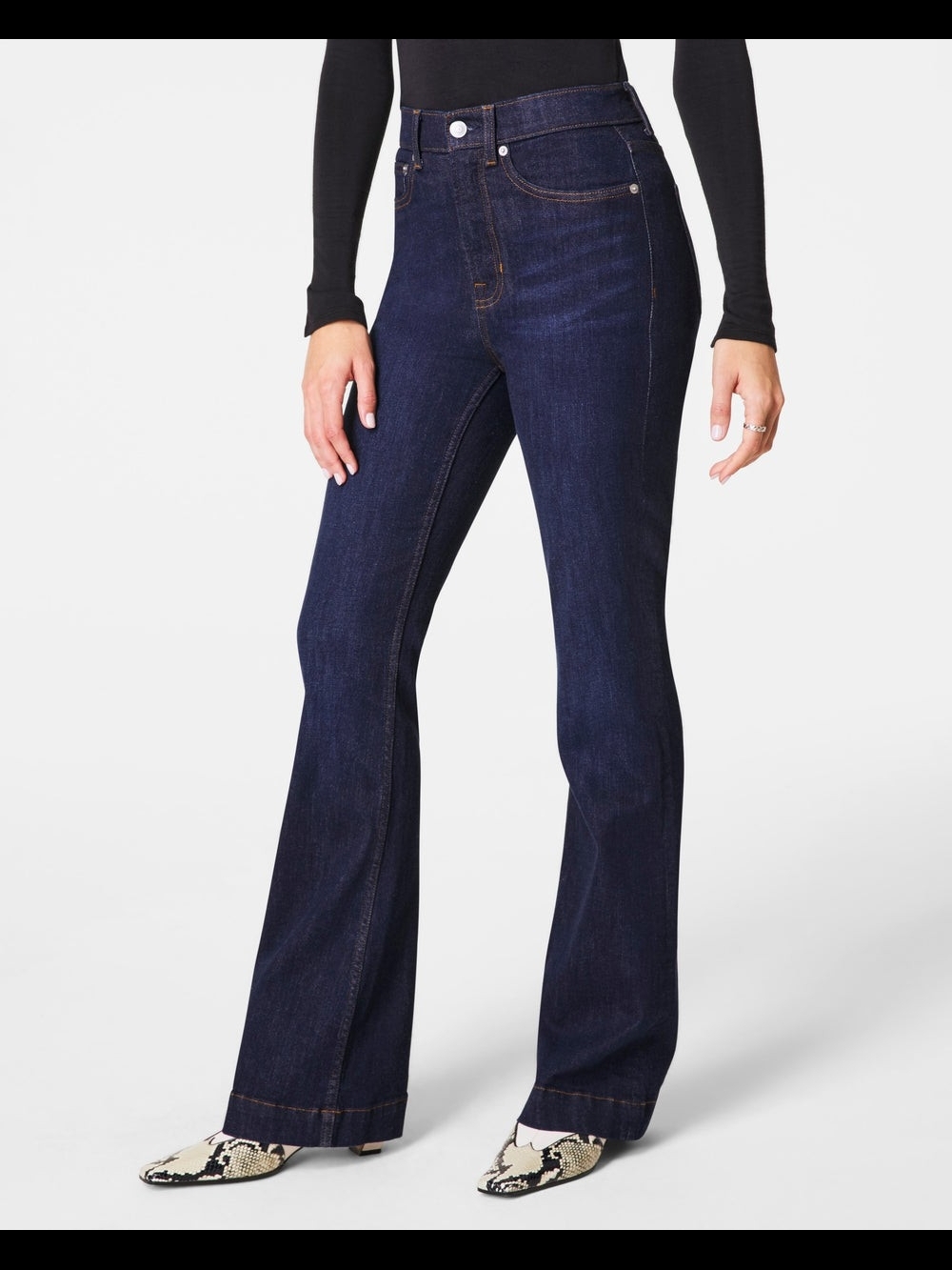 SPANX Women’s Dark Indigo High-Rise Flare Jeans